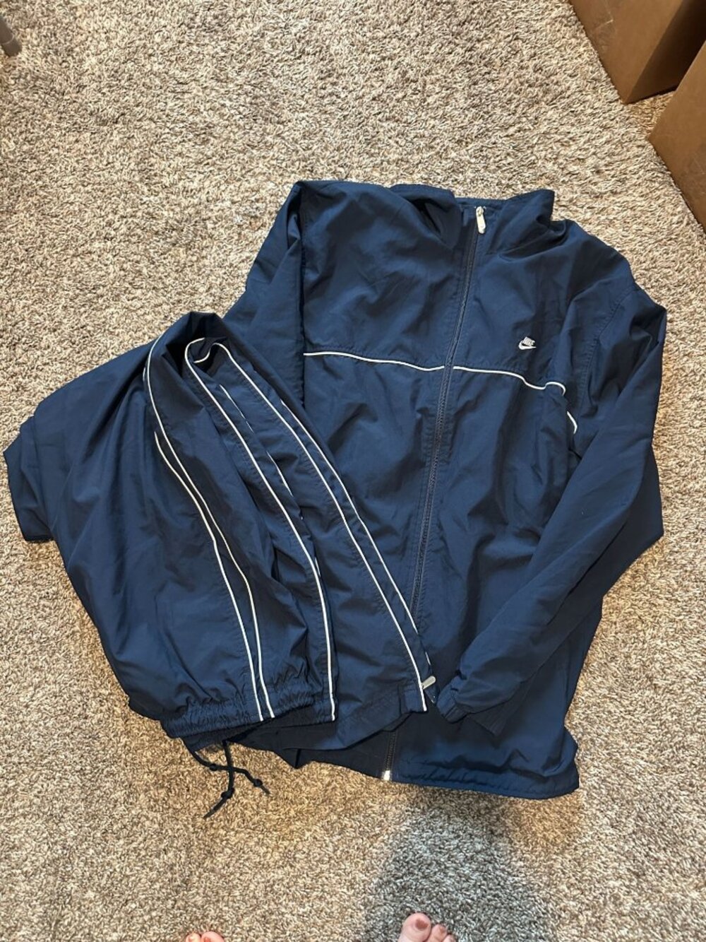 Y2k Nike Mens Blue 2 Piece Track Suit XXL Windbreaker Full-Zip Elastic Waist